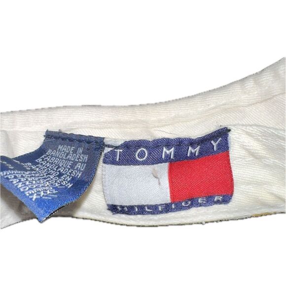 Vintage Tommy Hilfiger THJ85 Visor White with Blue Red Yellow Stripes Strap Back - Picture 6 of 6
